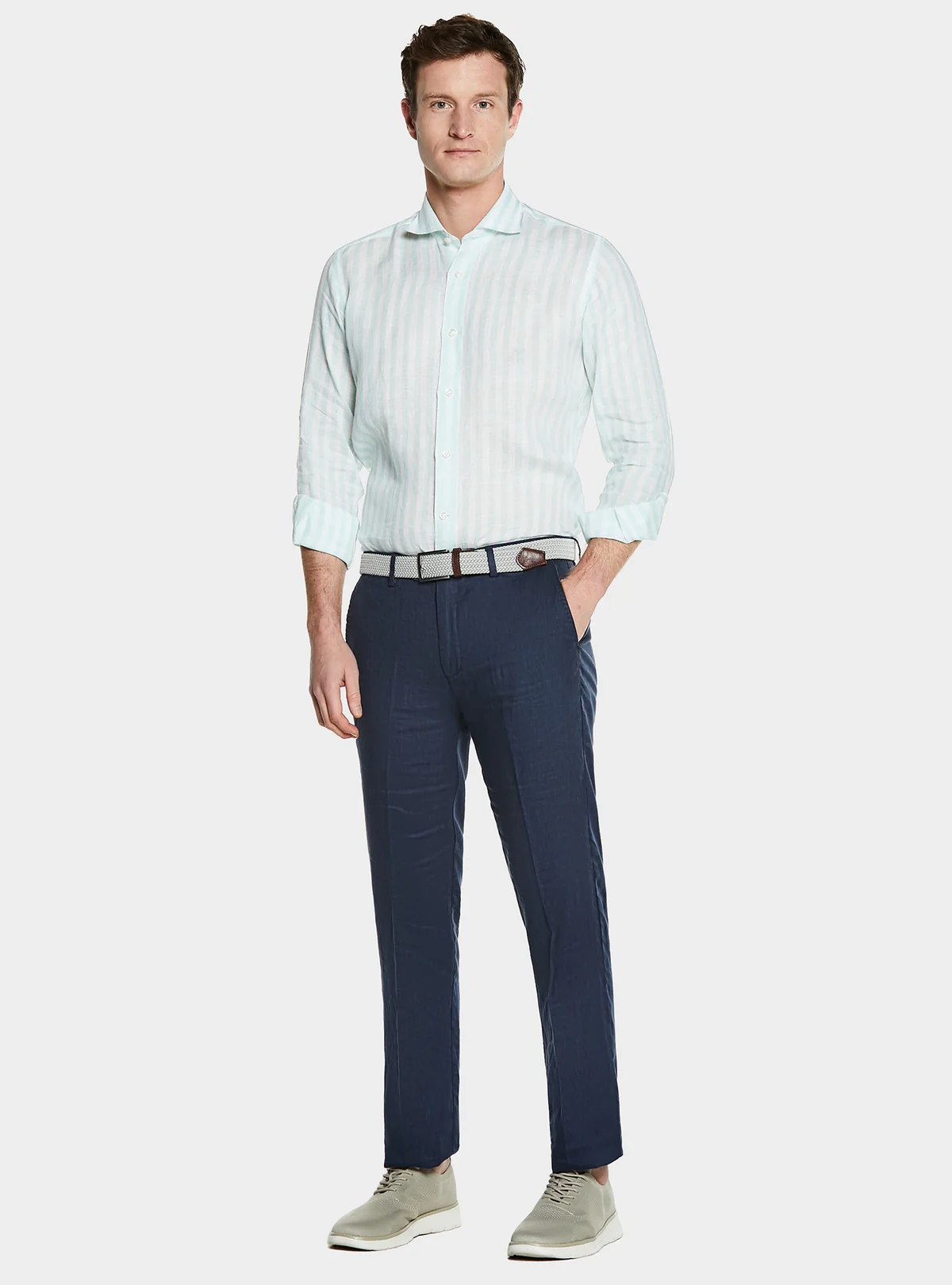 Pantalone in puro lino stone wash