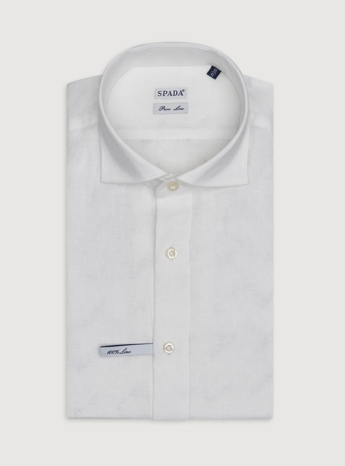 Camicia collo francese in lino tinta unita