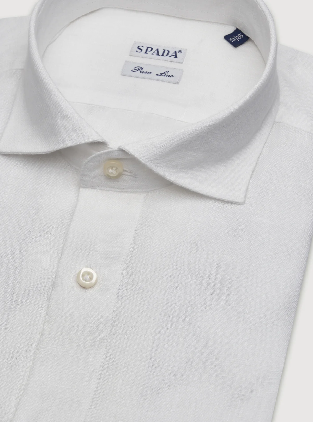Camicia collo francese in lino tinta unita - Image 3