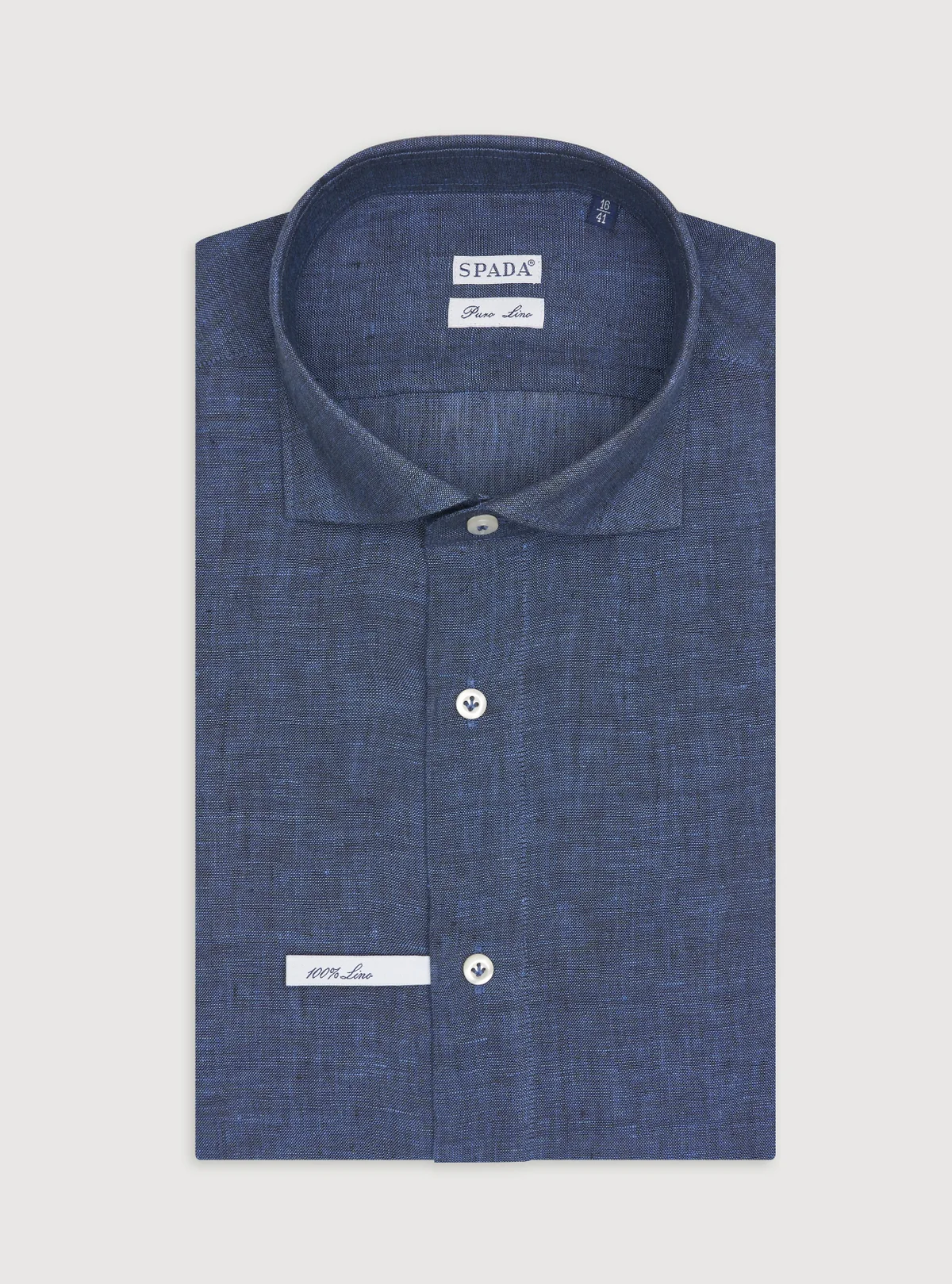 Camicia collo francese in lino tinta unita