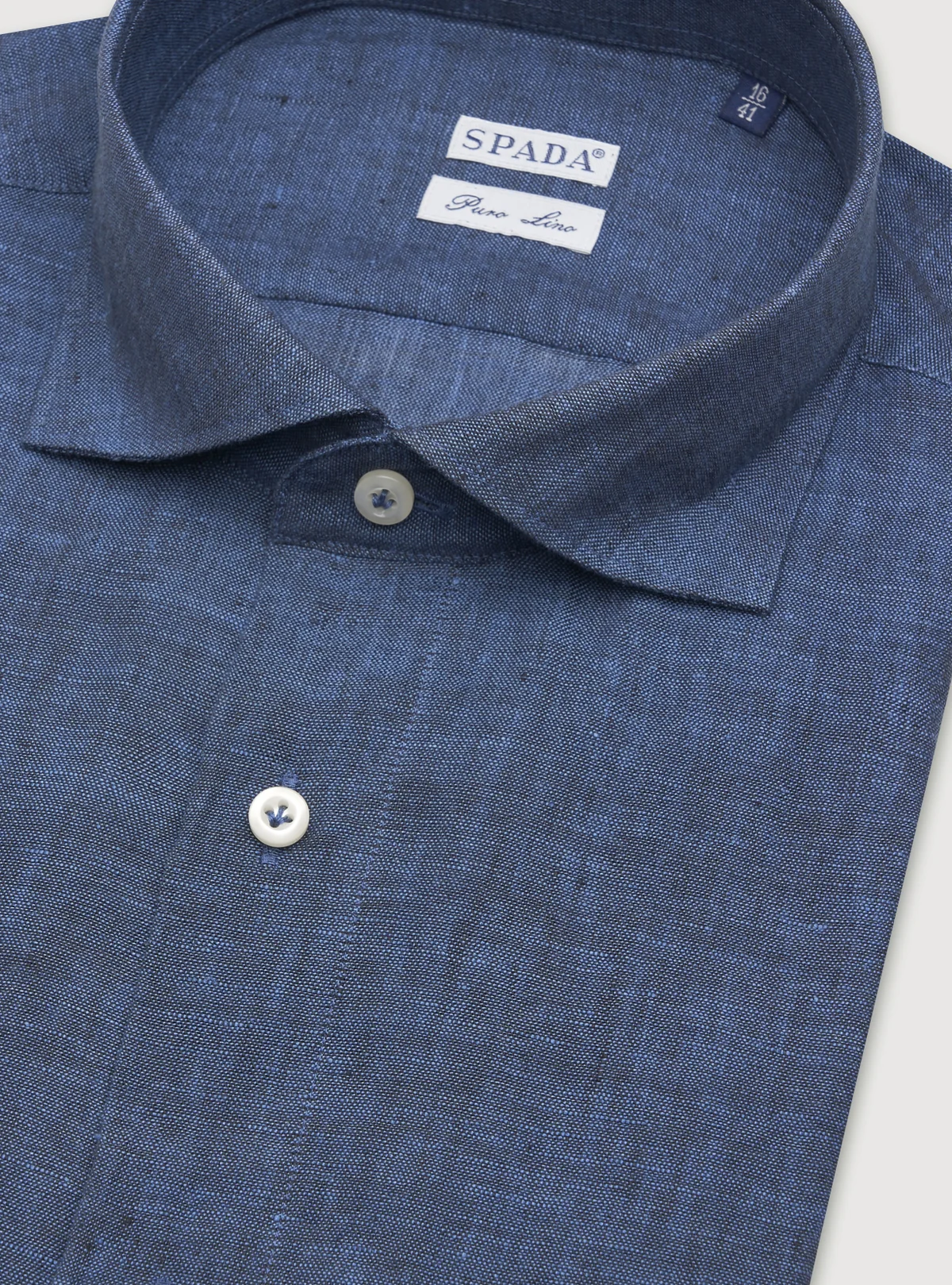 Camicia collo francese in lino tinta unita - Image 3