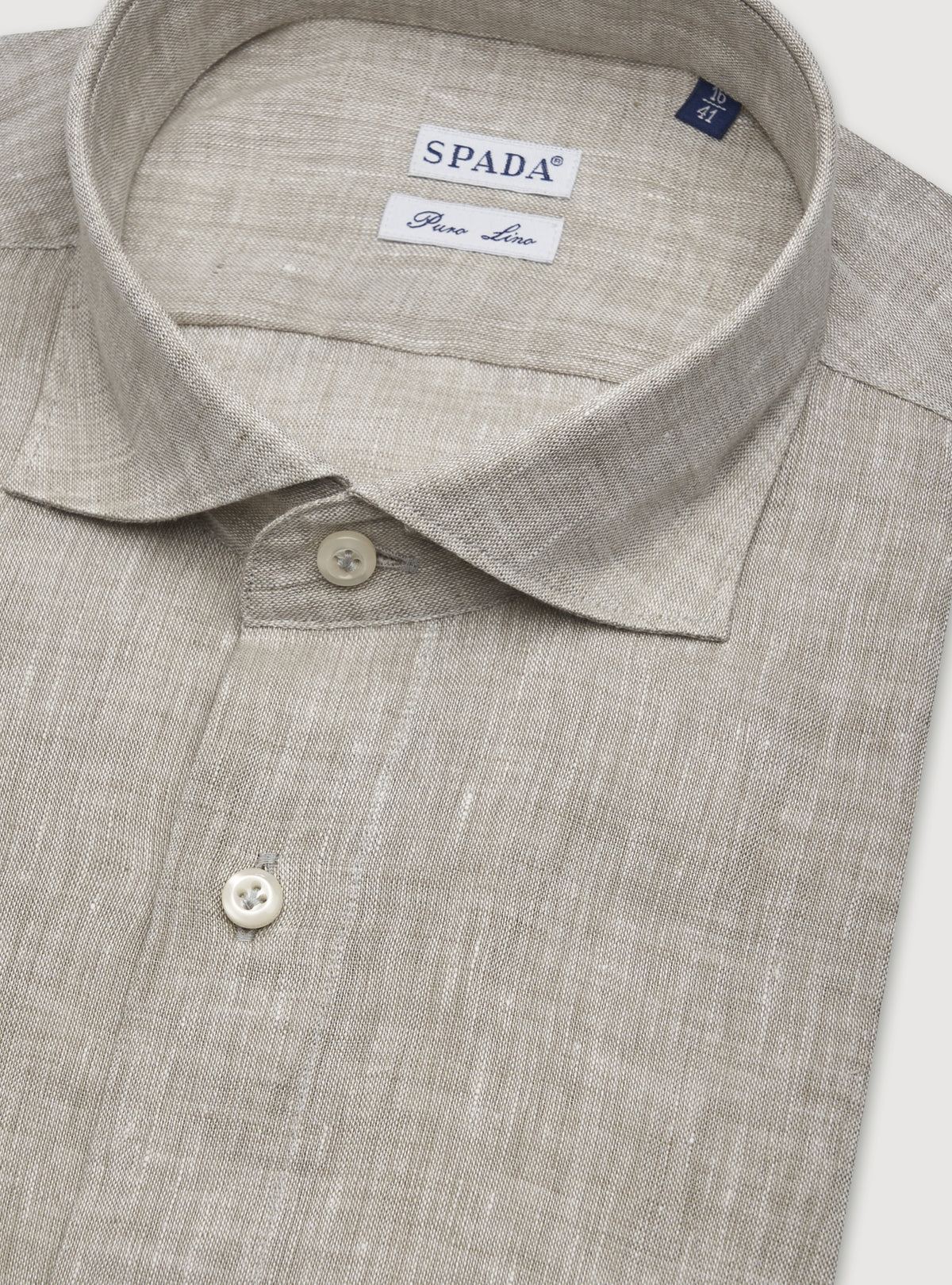 Camicia collo francese in lino tinta unita - Image 3