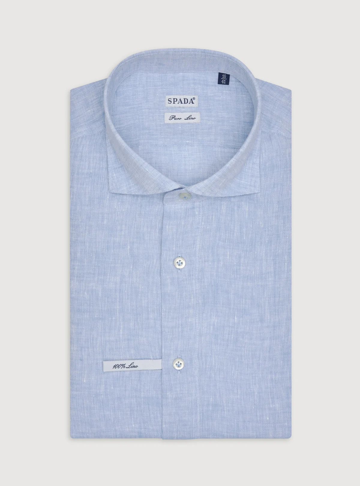 Camicia collo francese in lino tinta unita