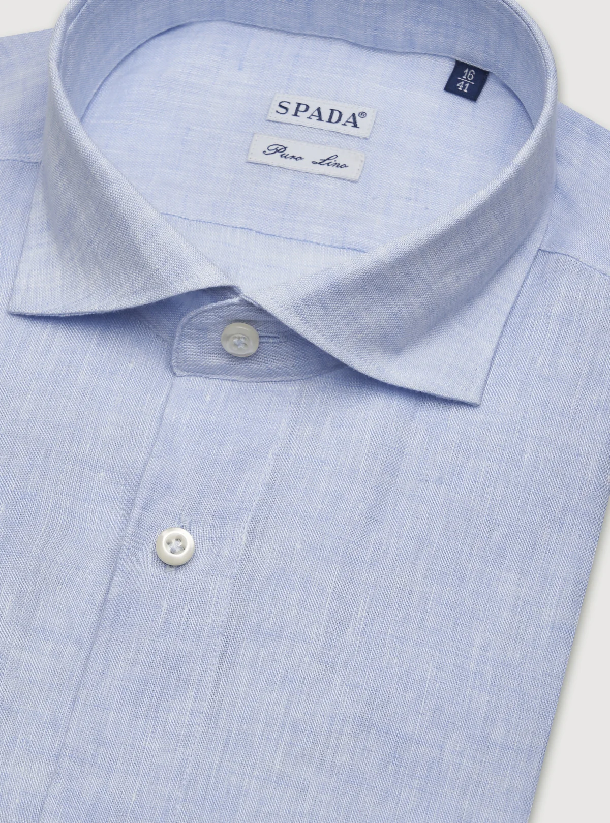 Camicia collo francese in lino tinta unita - Image 3