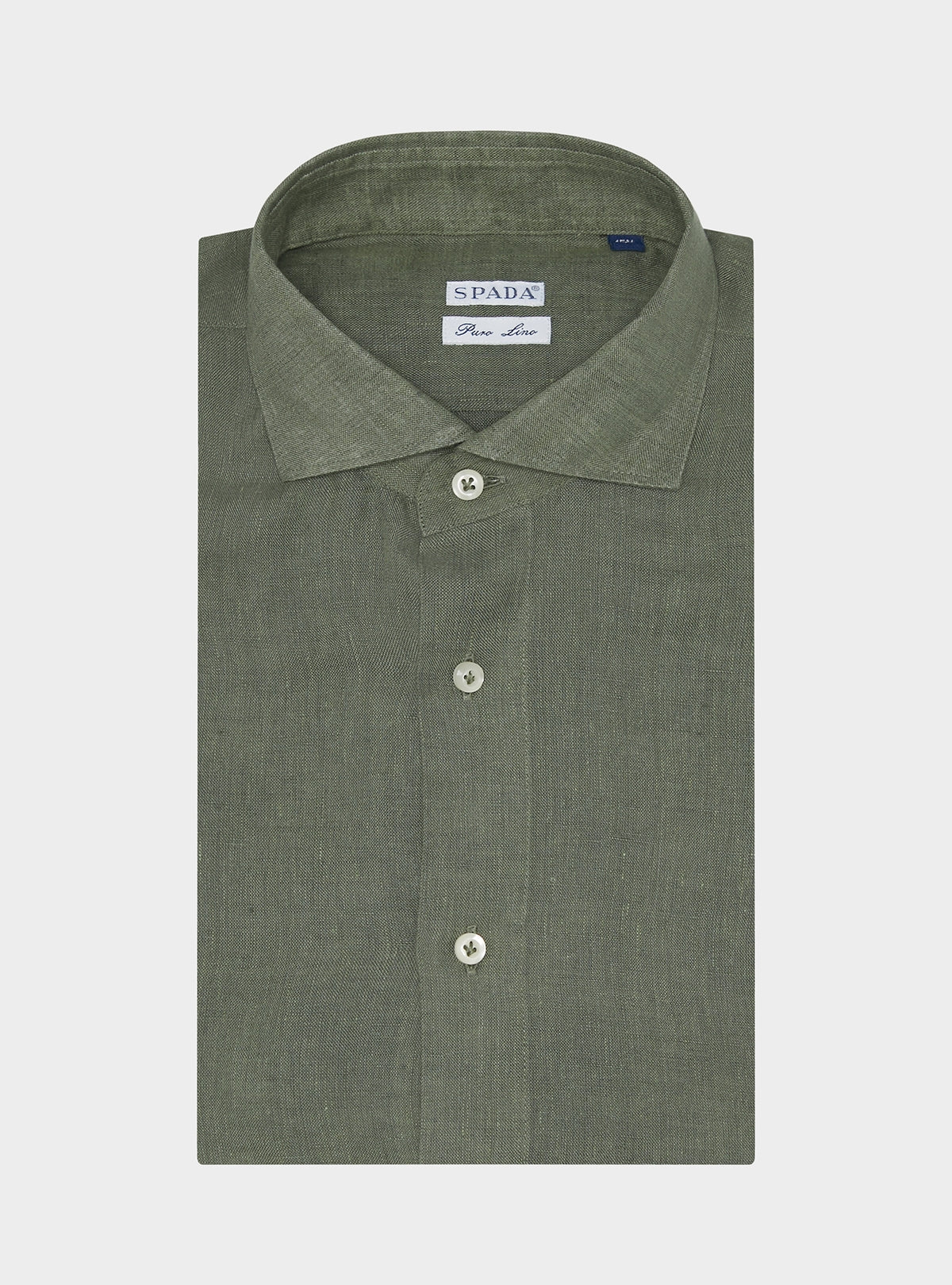 Camicia collo francese in lino tinta unita