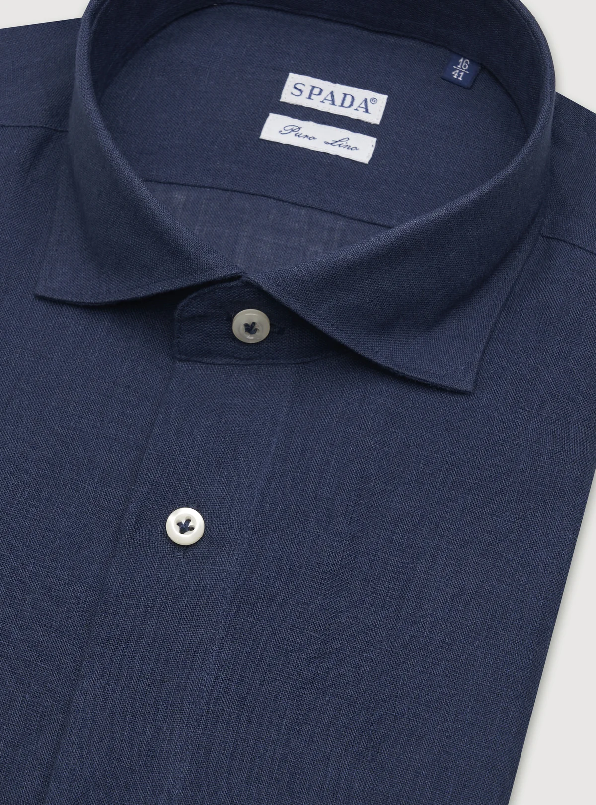 Camicia collo francese in lino tinta unita - Image 3