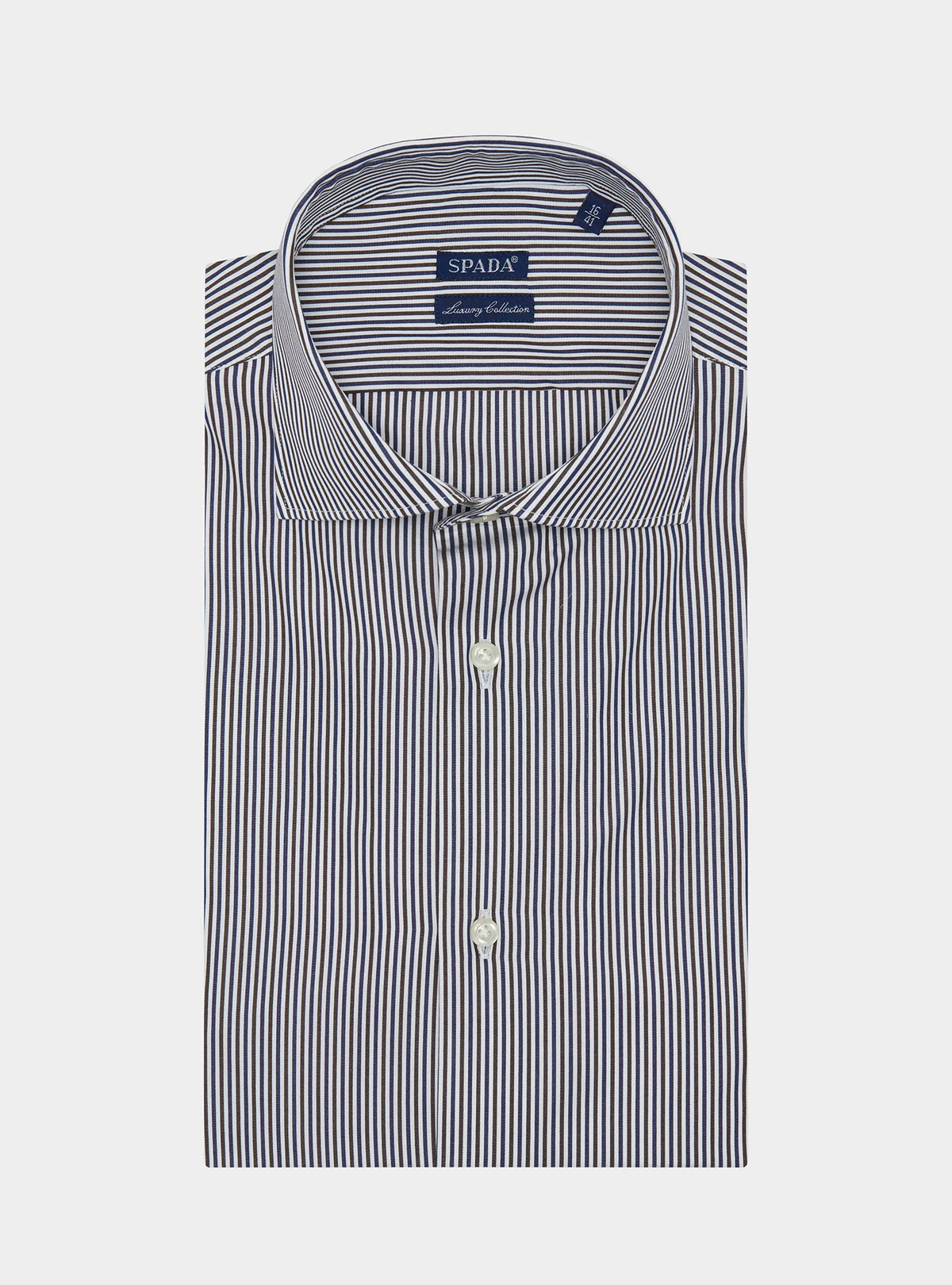 Camicia in cotone multiriga con collo francese