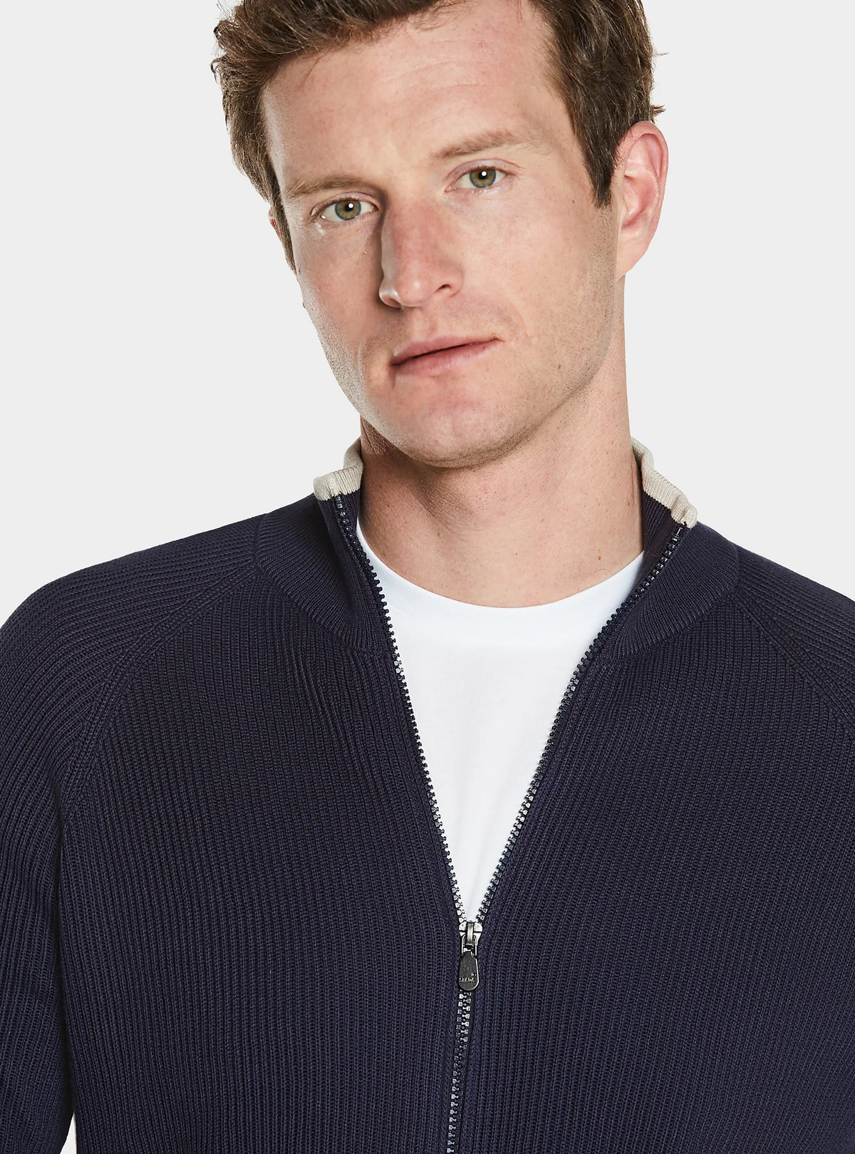 Maglia full zip a coste in puro cotone - Image 2