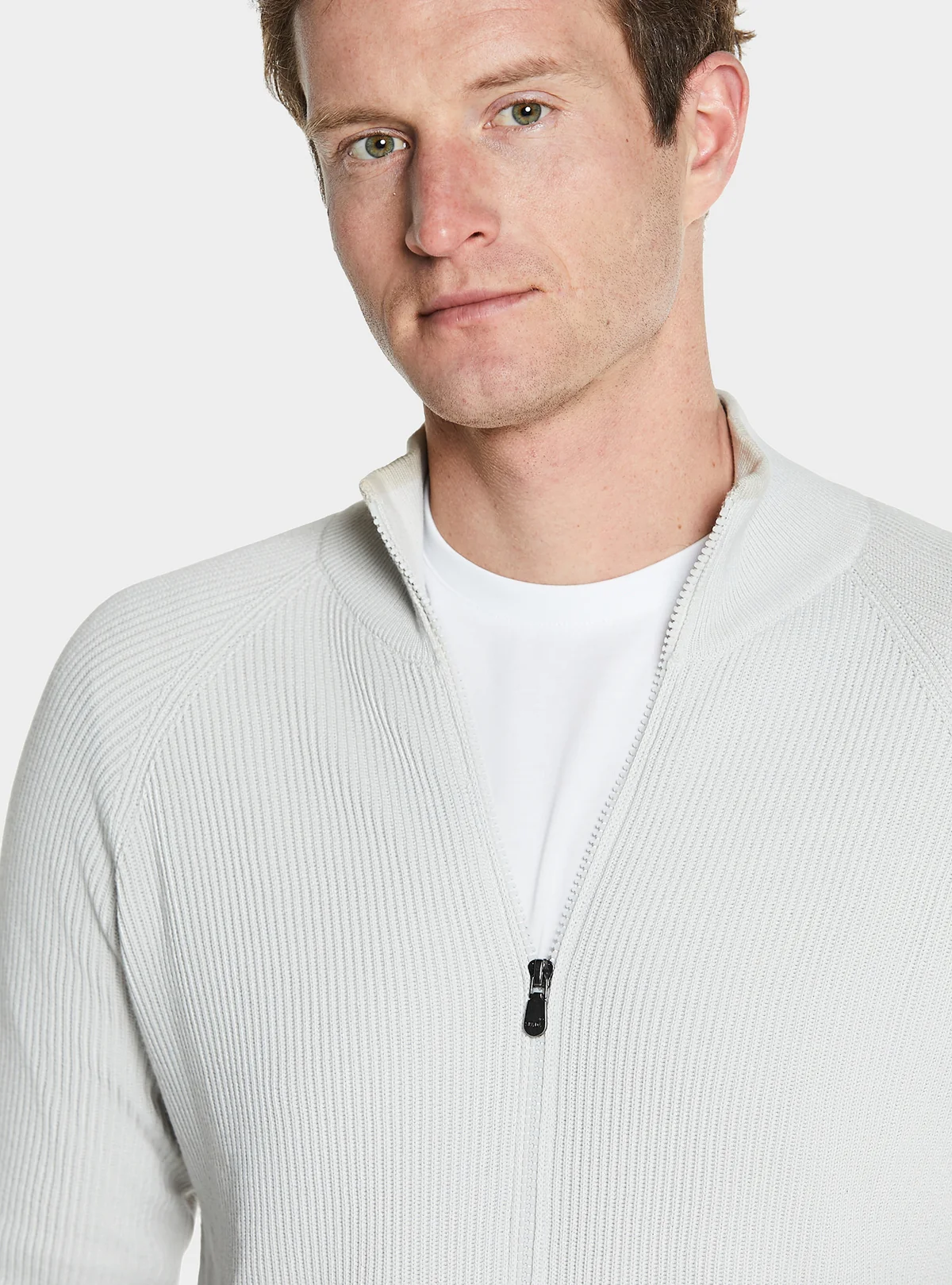Maglia full zip a coste in puro cotone - Image 2