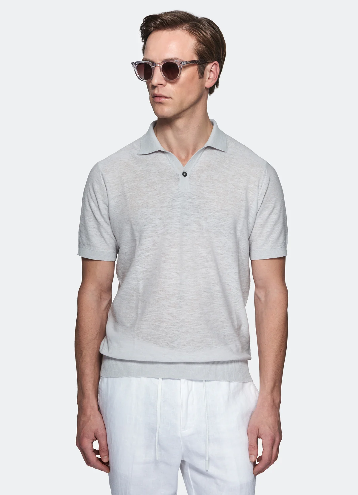 Polo in cotone e lino mezza manica
