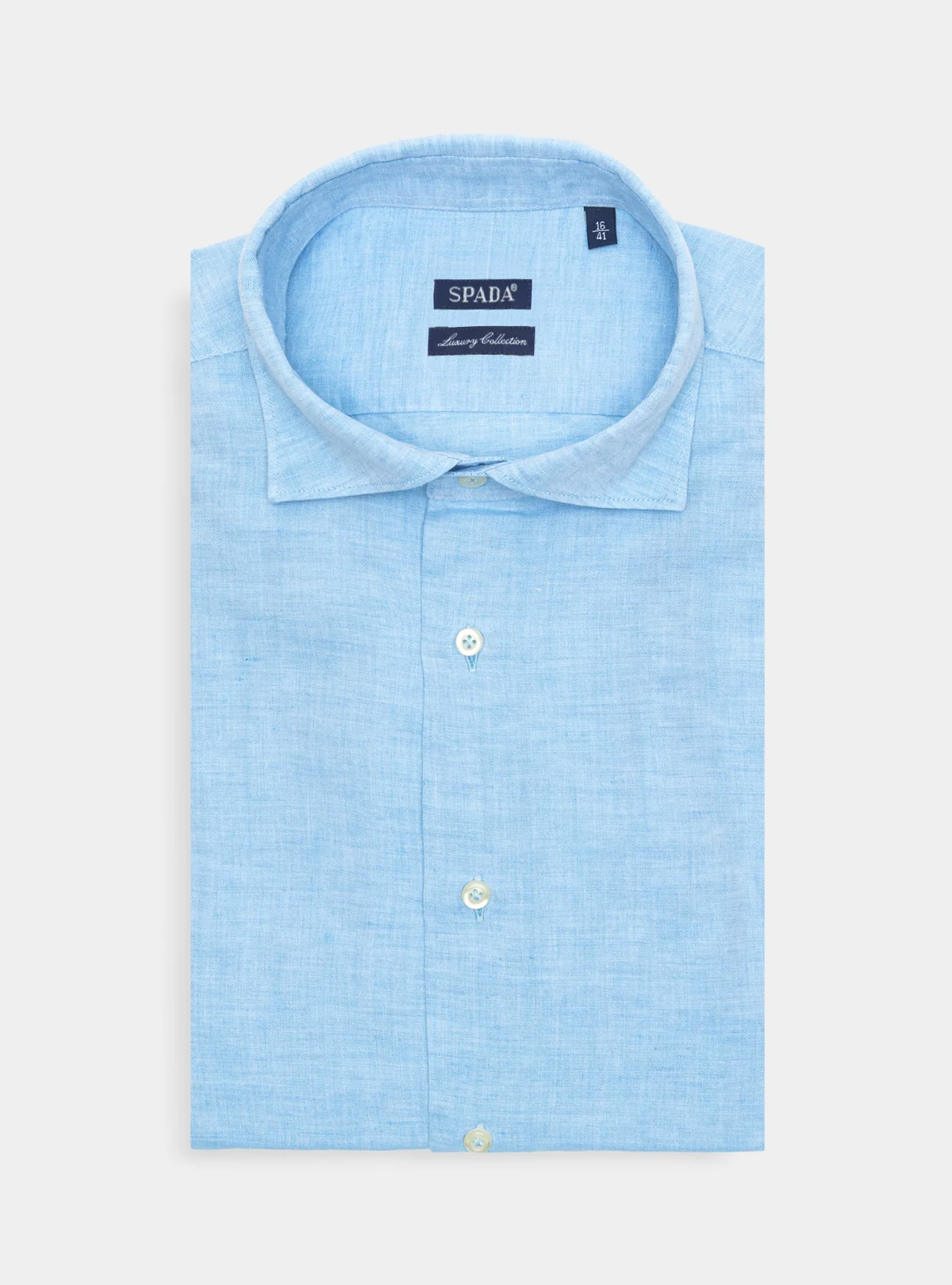 Camicia collo francese in lino e cotone