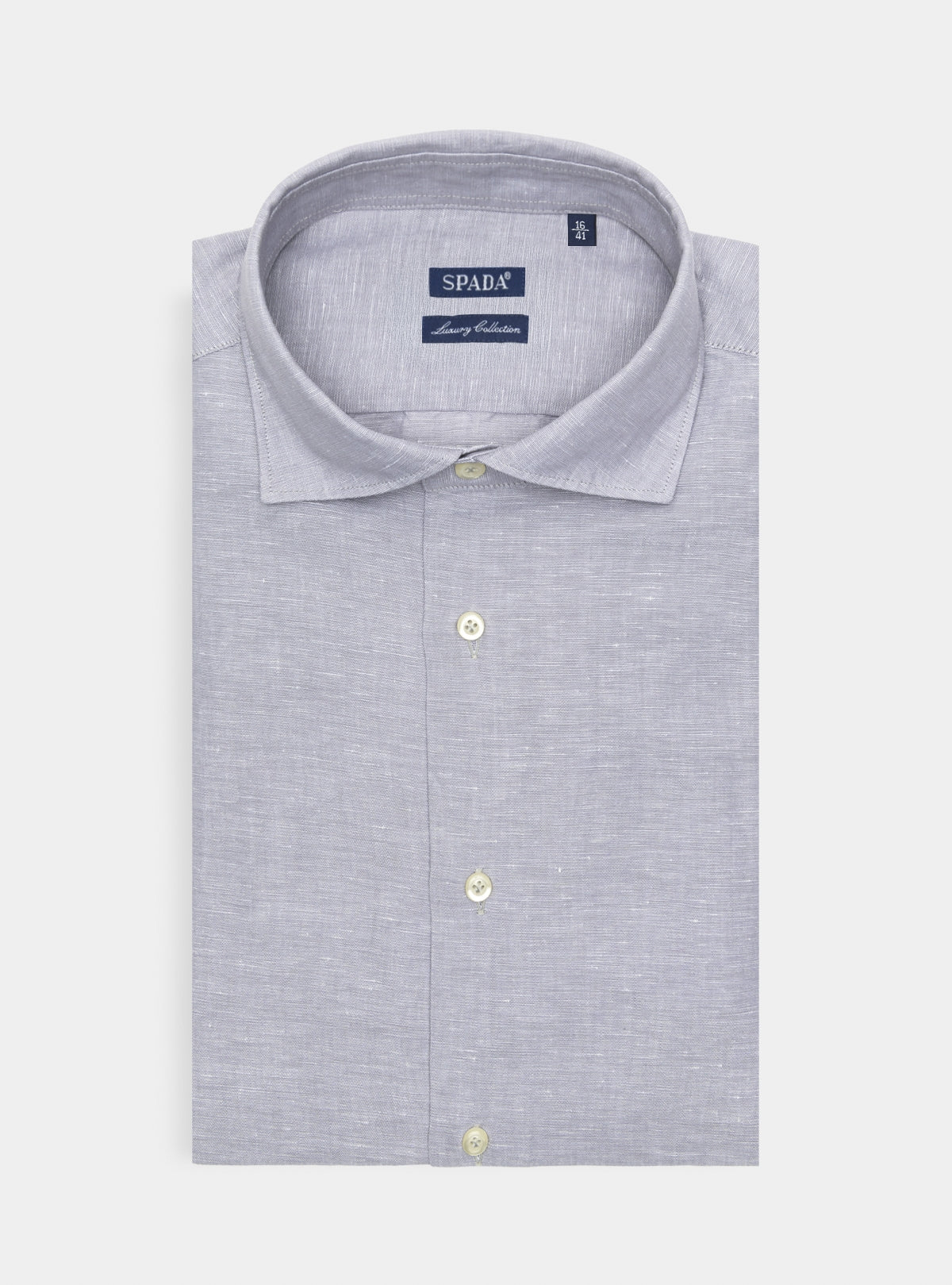 Camicia collo francese in lino e cotone