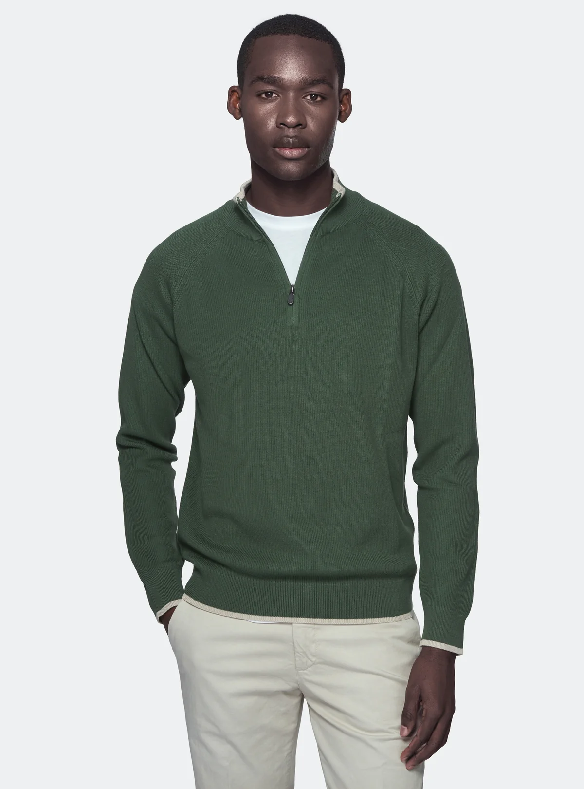 Maglia mezza zip in puro cotone