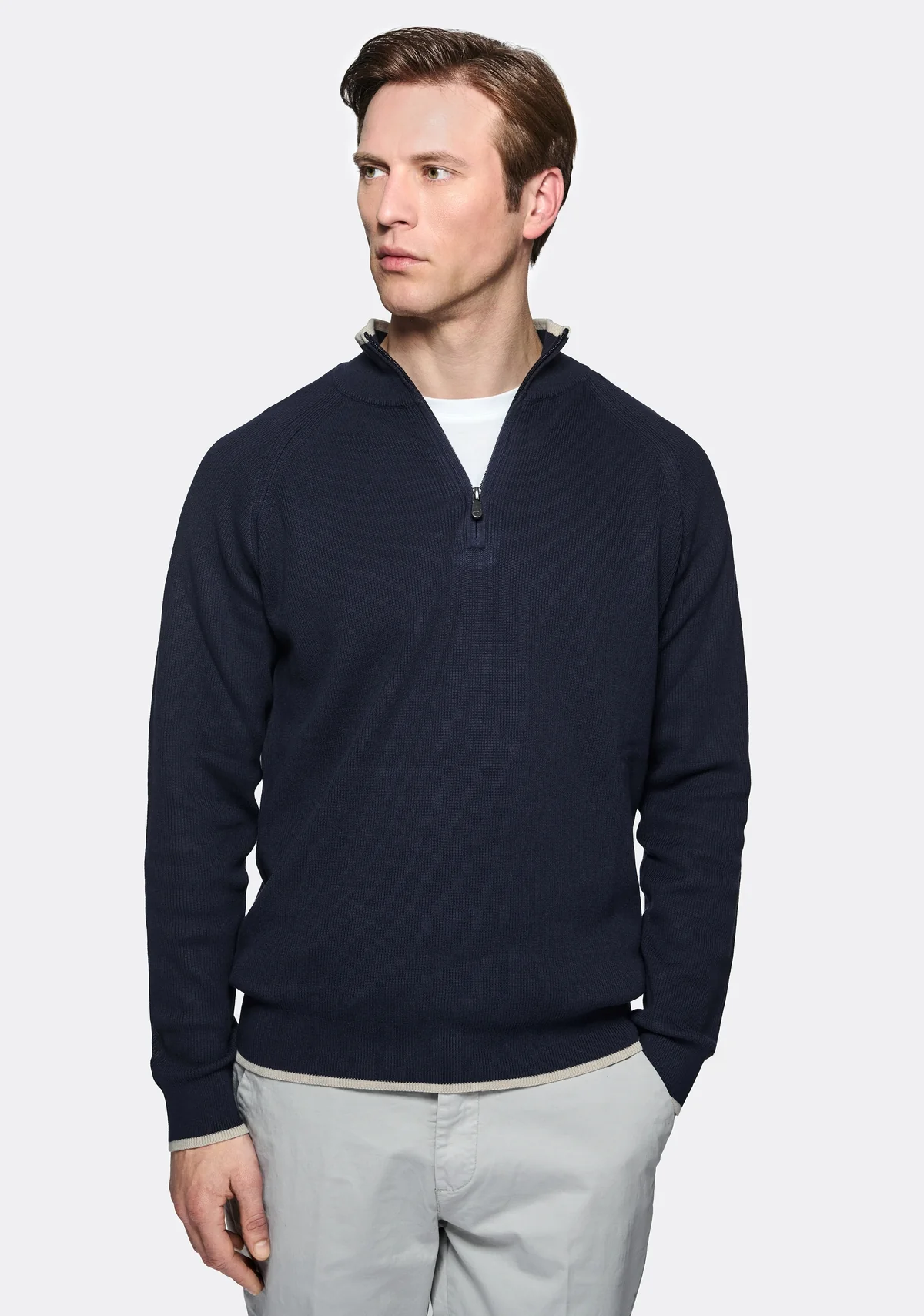 Maglia mezza zip in puro cotone